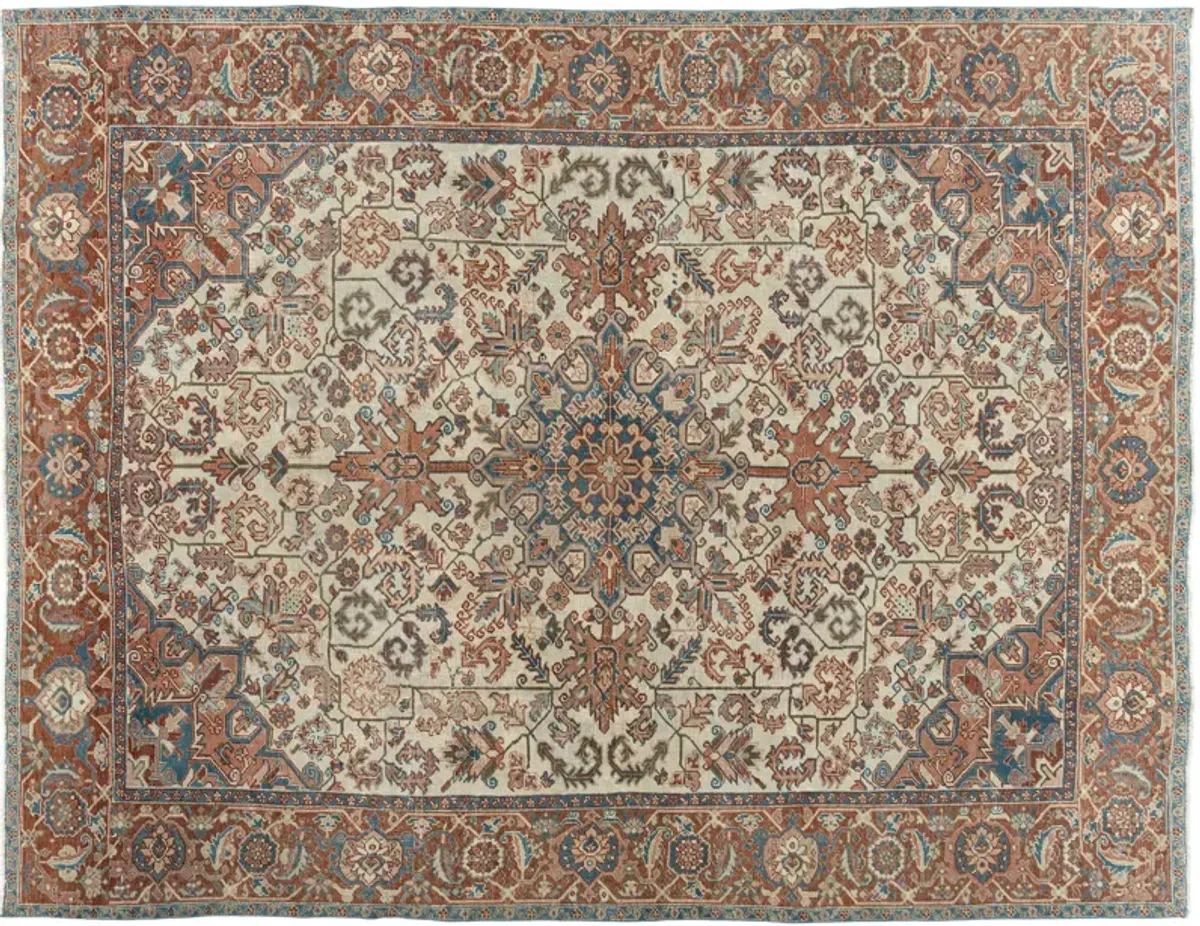 Persian Heriz Rug 8'8 X 11' - Beige - Beige