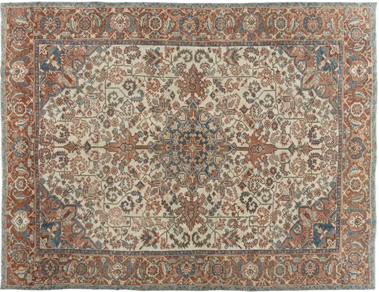 Persian Heriz Rug 8'8 X 11' - Beige - Beige