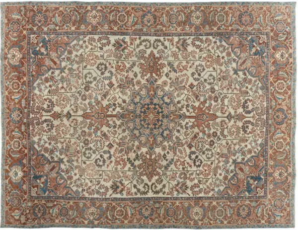 Persian Heriz Rug 8'8 X 11' - Beige - Beige