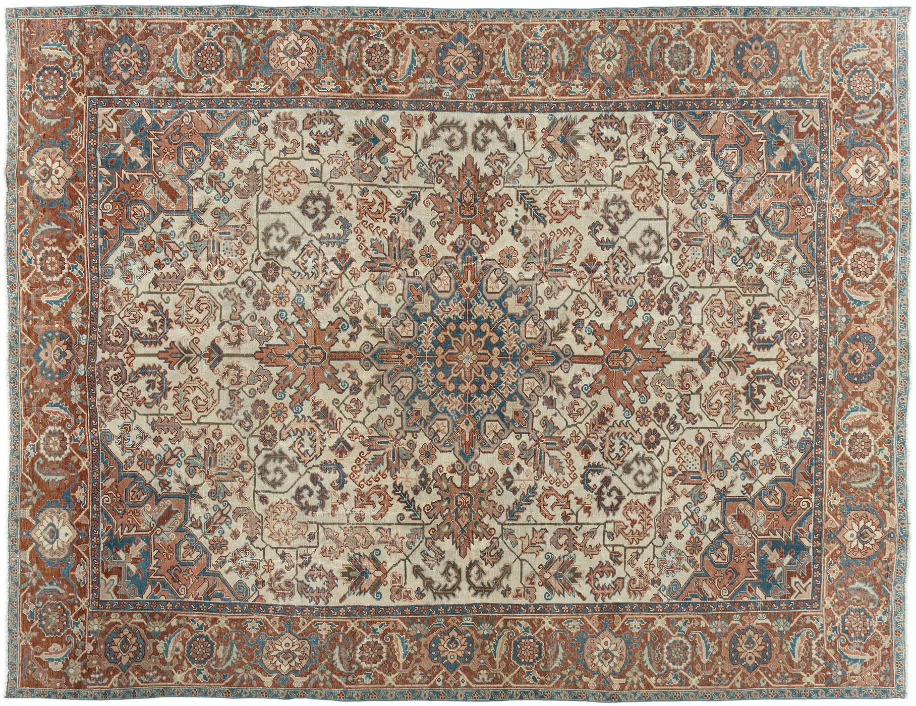 Persian Heriz Rug 8'8 X 11' - Beige - Beige