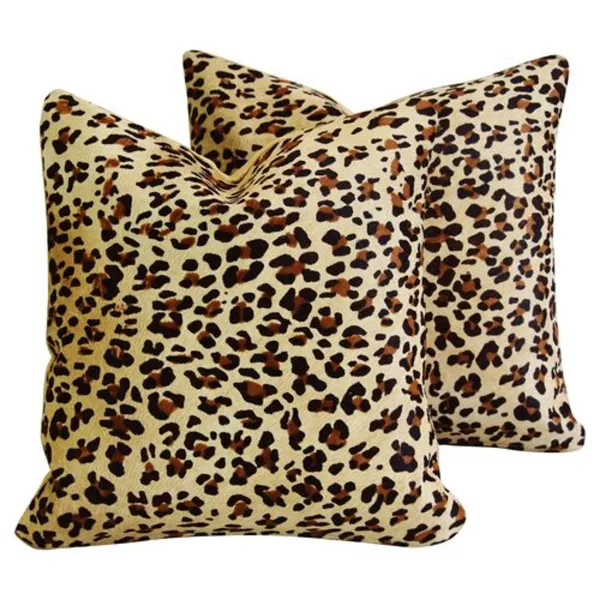 Leopard Spot Cowhide/Velvet Pillows - Pr