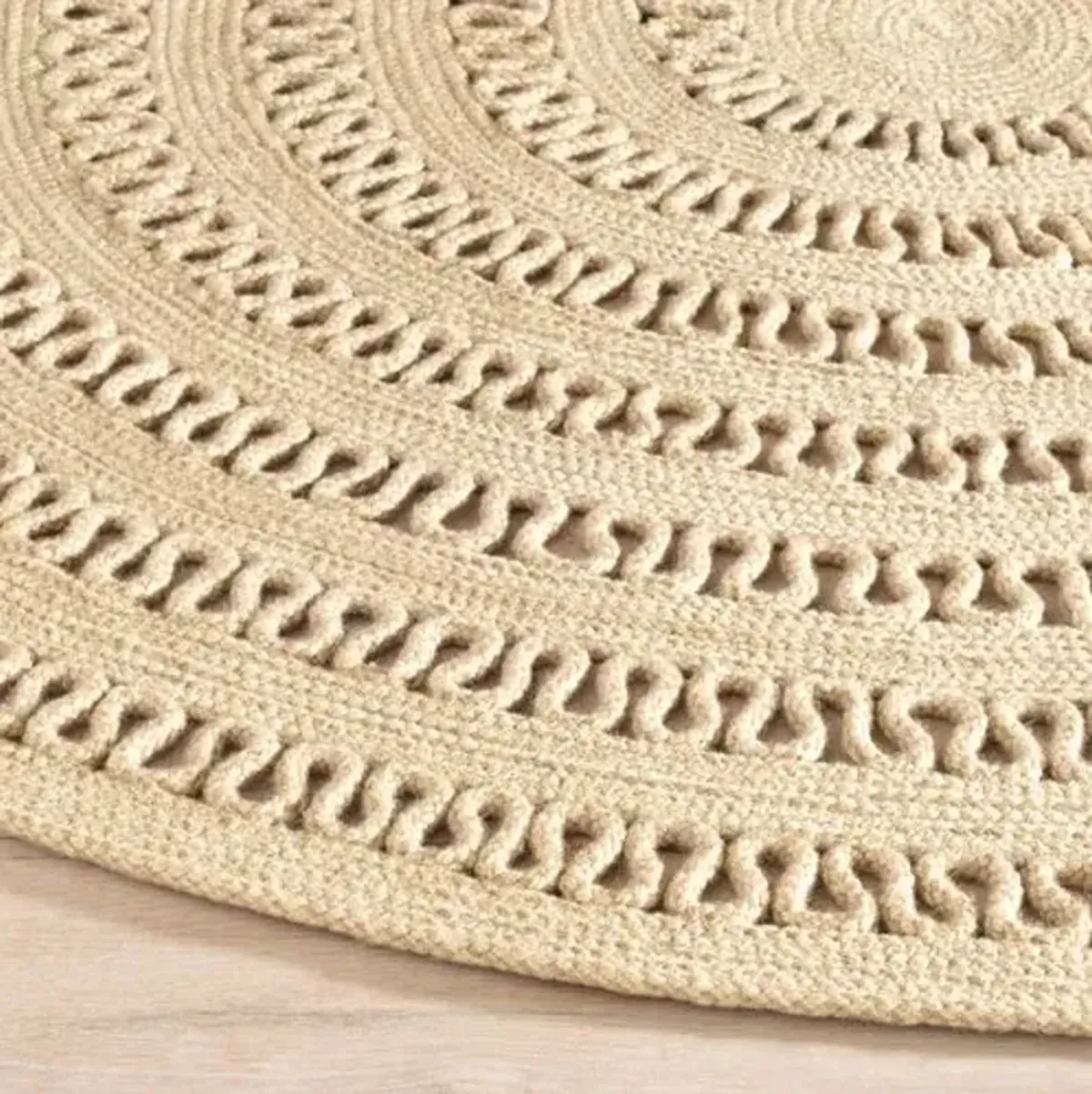 Bowline Round Rug - DASH & ALBERT - Handcrafted - Beige - Beige