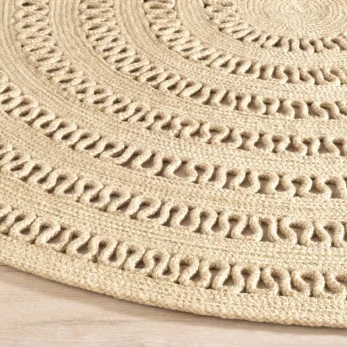 Bowline Round Rug - DASH & ALBERT - Handcrafted - Beige - Beige