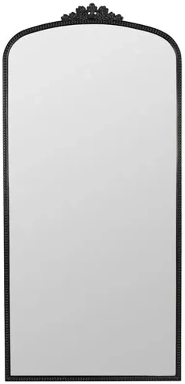 Bridgitte Ornate Floor Mirror - Antiqued Black