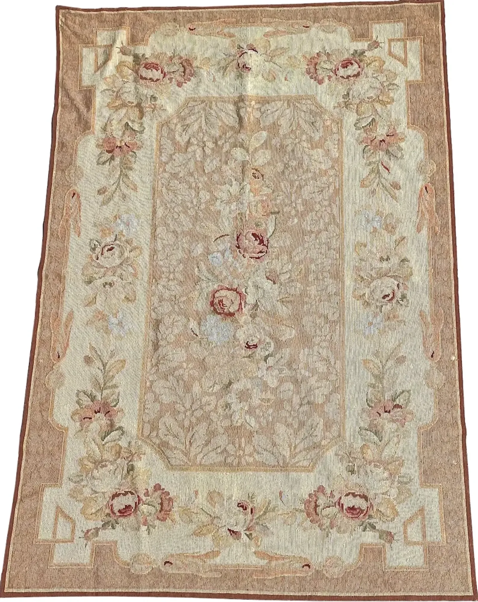 Vintage 4x6 Floral Rug - Vermilion Designs - Beige - Beige