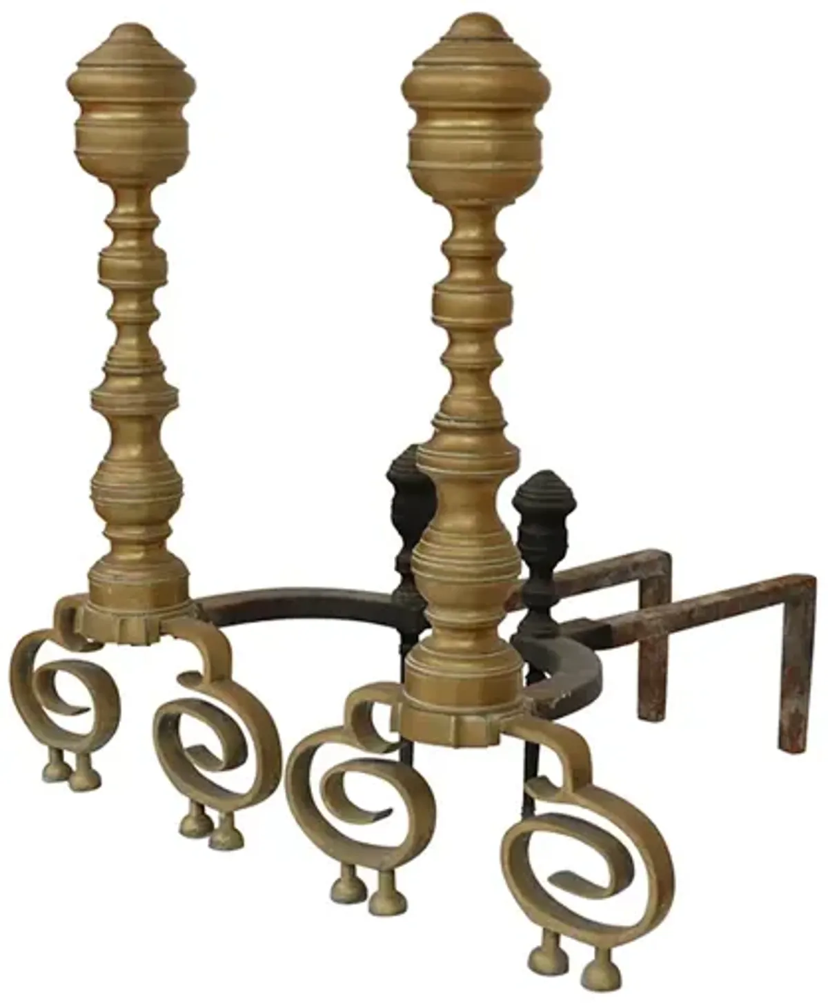 Antique American Empire Andirons, a Pair