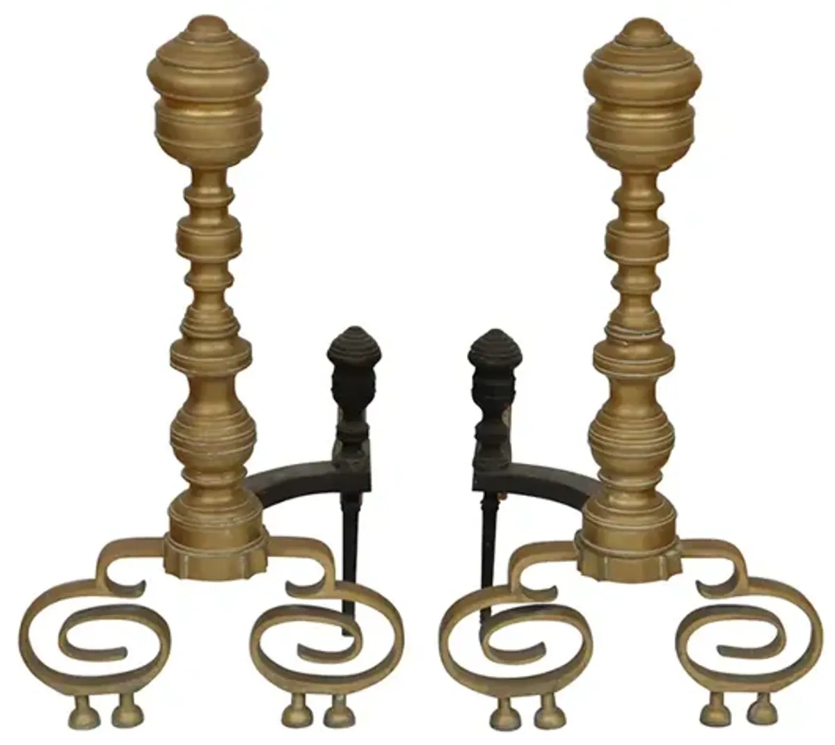 Antique American Empire Andirons, a Pair