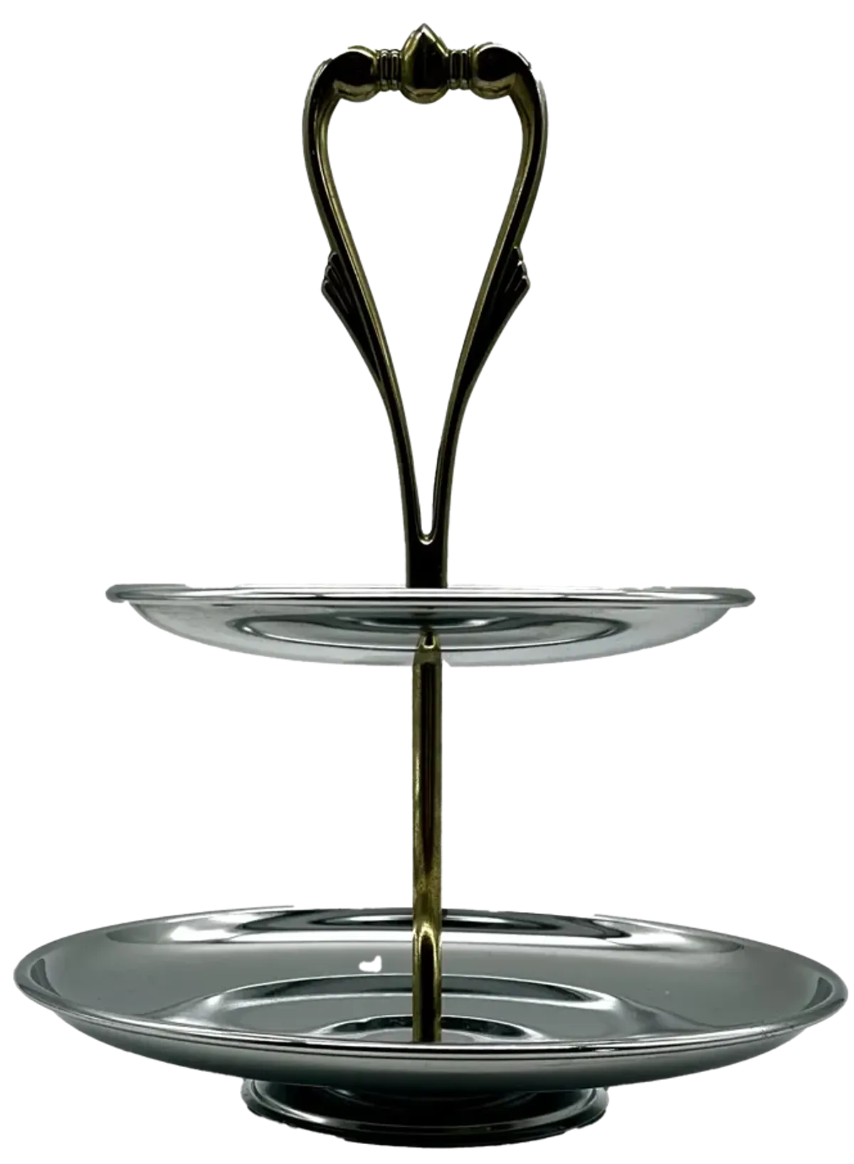 1950s Chrome 2-Tier Serving Stand - Pilar Collection - Silver