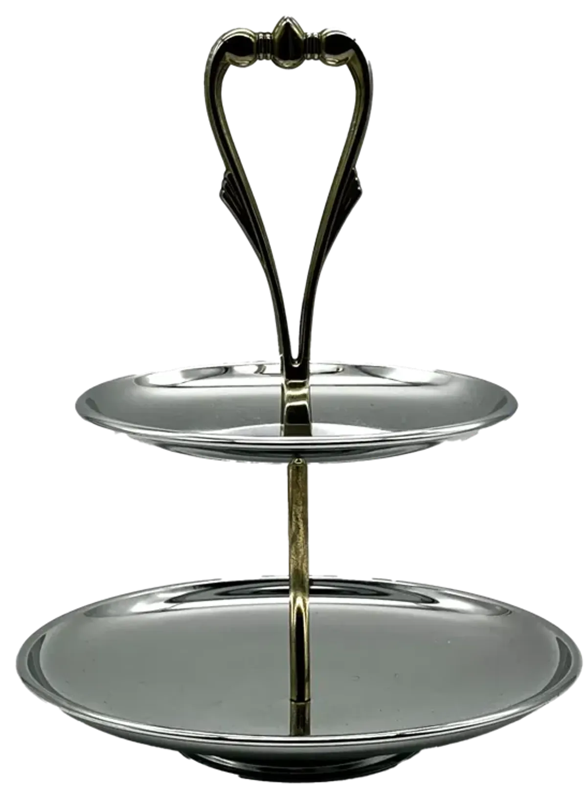 1950s Chrome 2-Tier Serving Stand - Pilar Collection - Silver