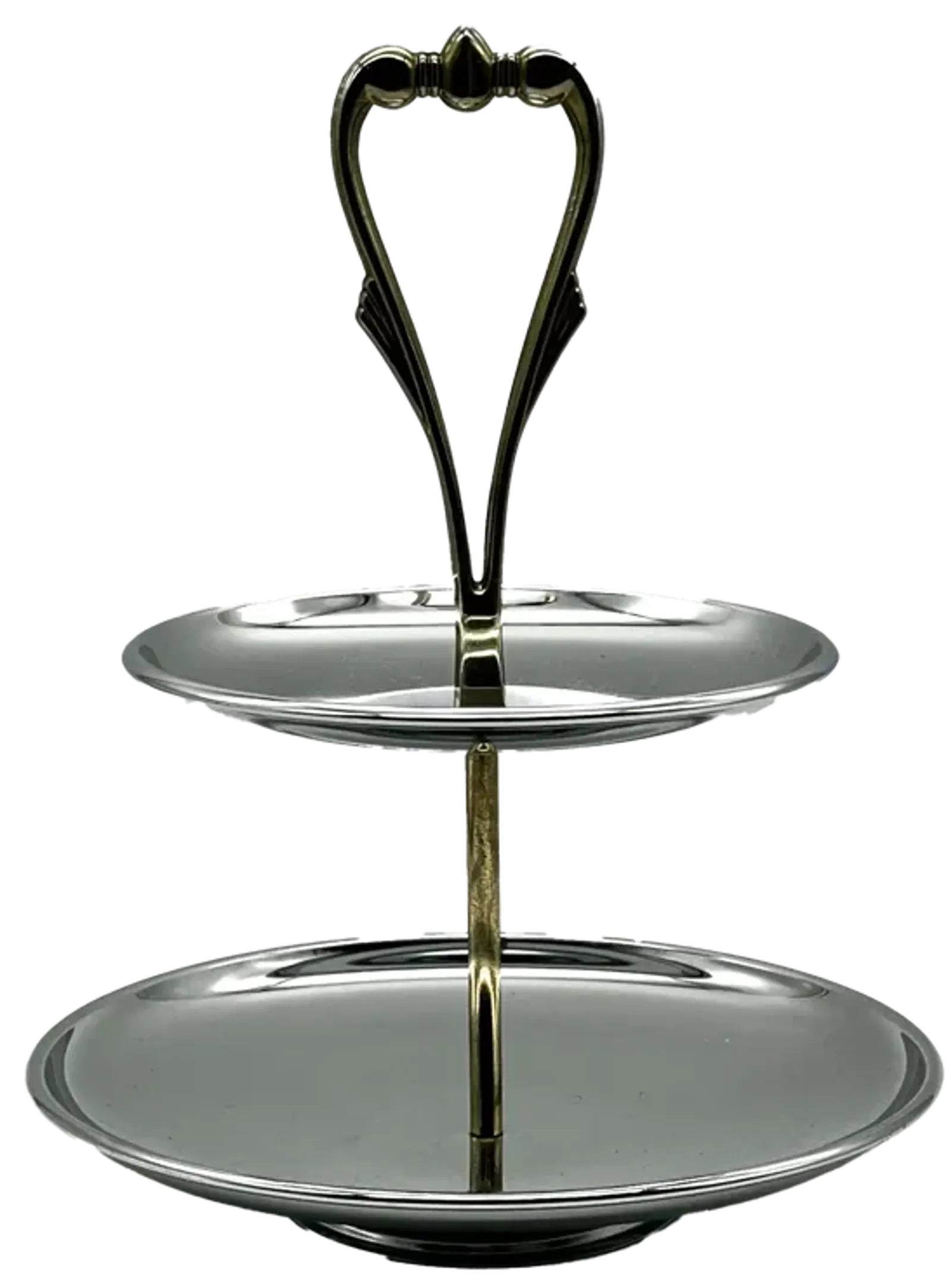 1950s Chrome 2-Tier Serving Stand - Pilar Collection - Silver