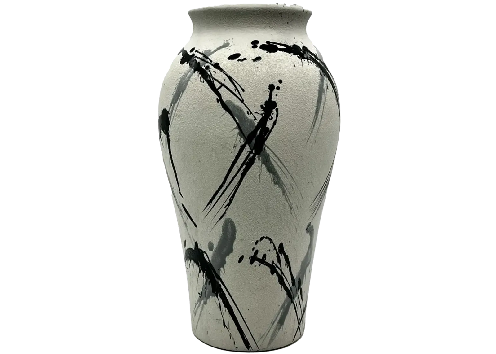 1980s Textured Splatter Paint Vase - Pilar Collection - Black