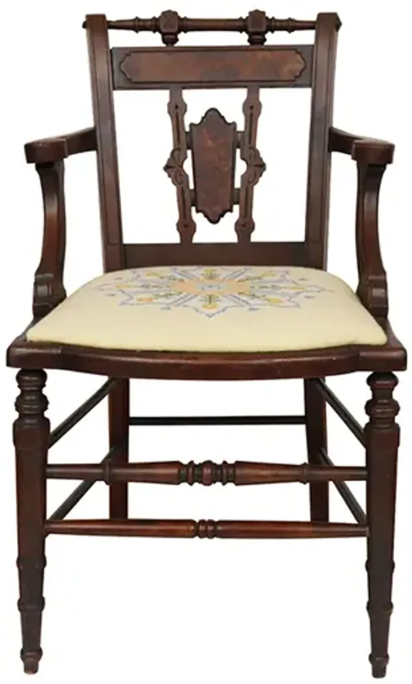 Eastlake Needlepoint Accent Chair - Interesting Things - Brown, Comfortable, Durable