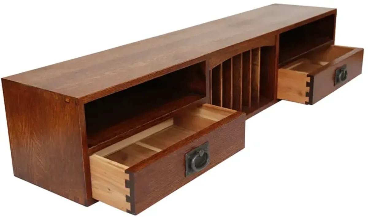 Mission Style Desk Top Organizer - Interesting Things - Brown