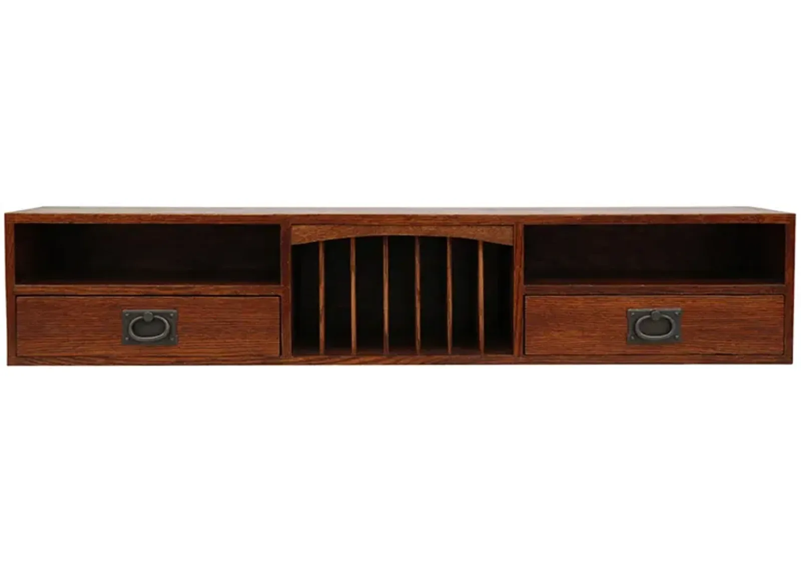 Mission Style Desk Top Organizer - Interesting Things - Brown