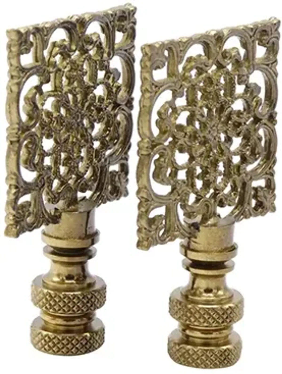 Antiqued Brass Lamp Finials - a Pair By Interesting Things - Gold - Fits a standard size lamp harp