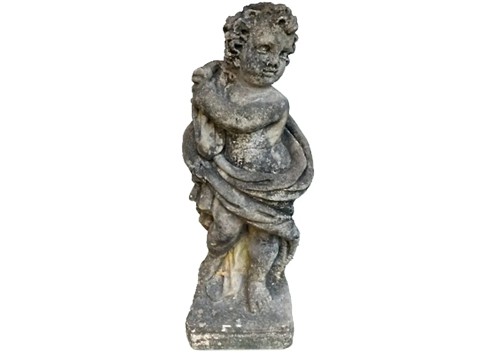 Antique Concrete Cherub Garden Sculpture - Vermilion Designs - Gray