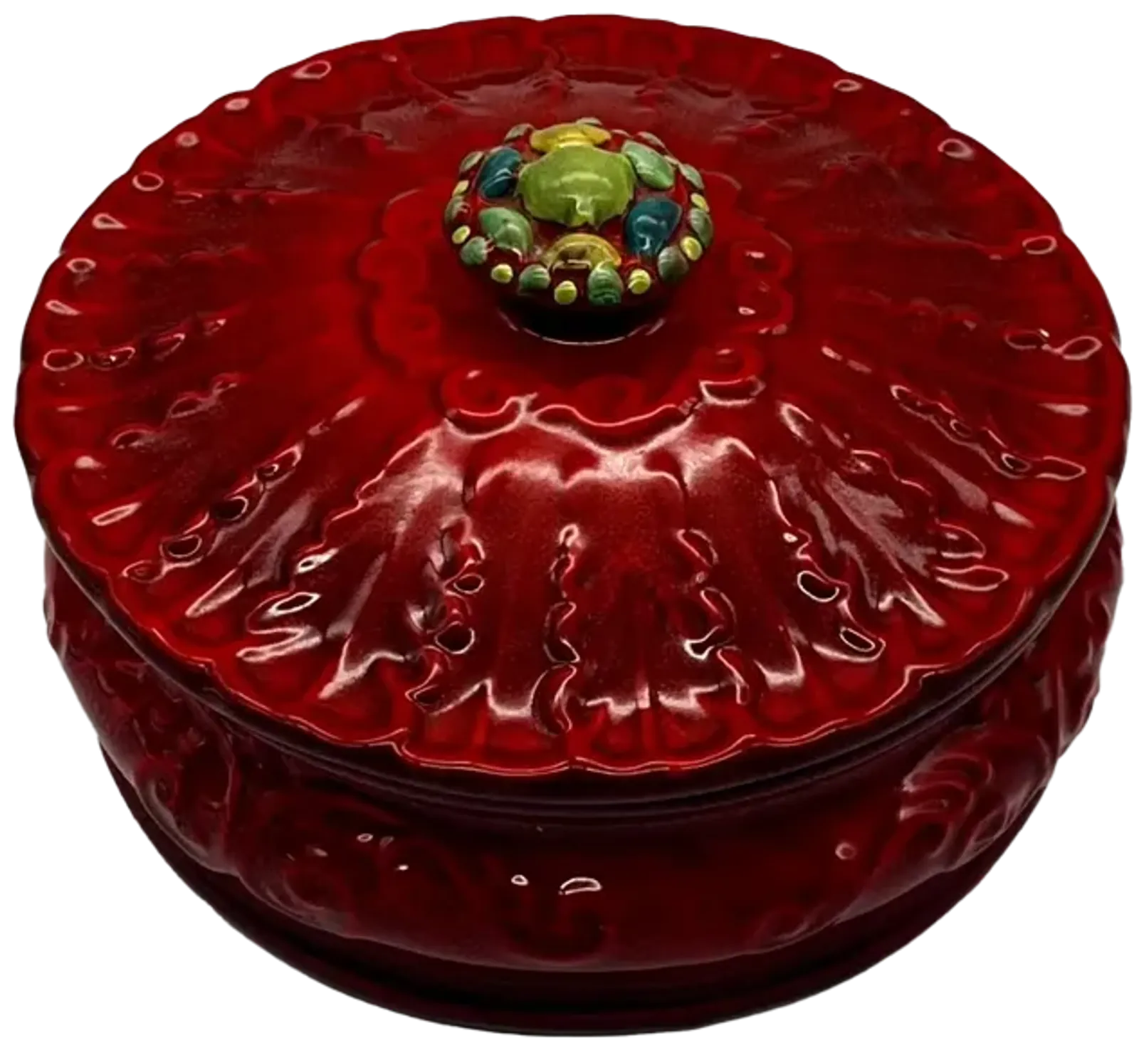 1960s Red Glazed Ceramic Lidded Bowl - Pilar Collection