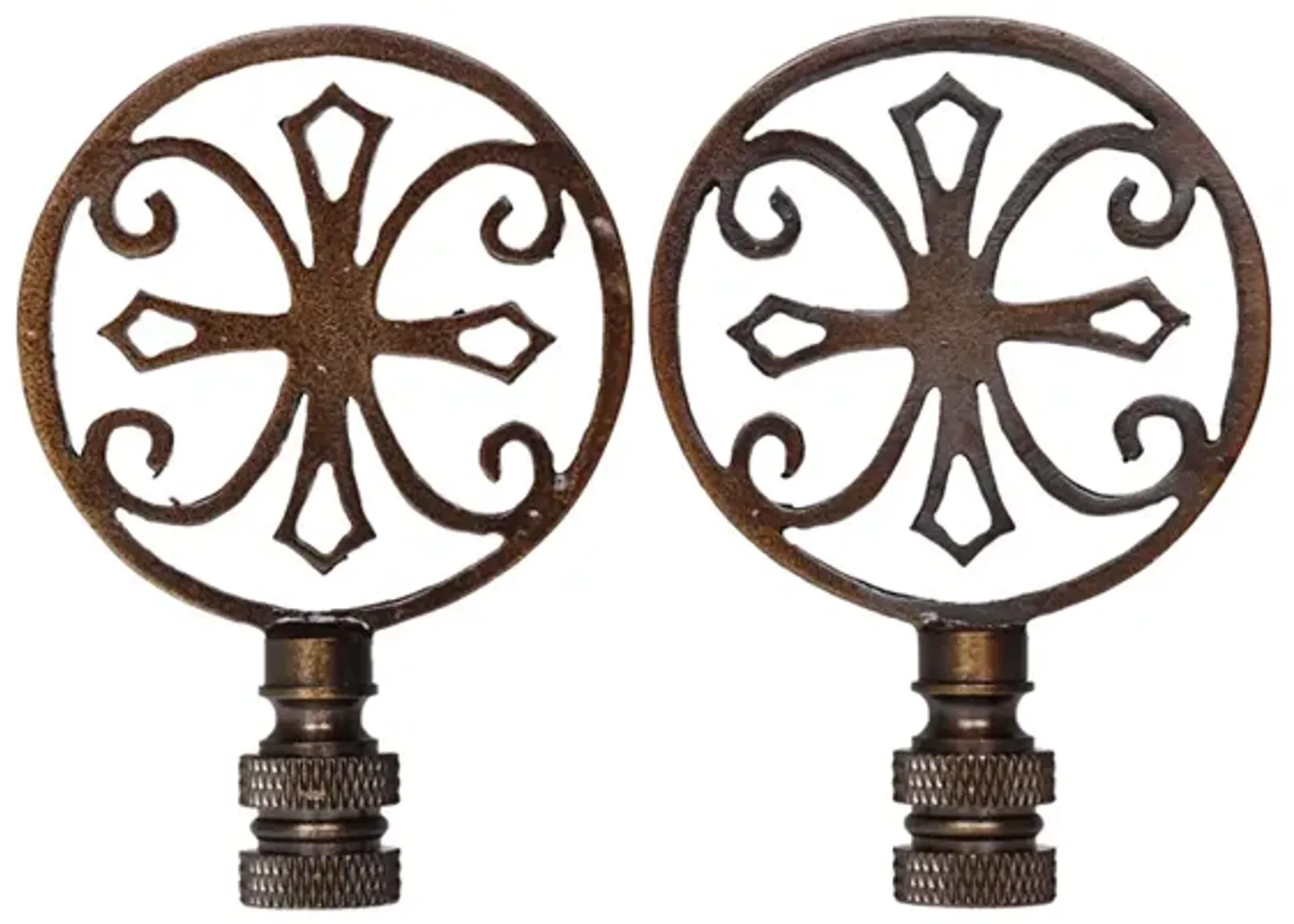 Antiqued Brass Lamp Finials - a Pair By Interesting Things - Brown - Fits a standard size lamp harp