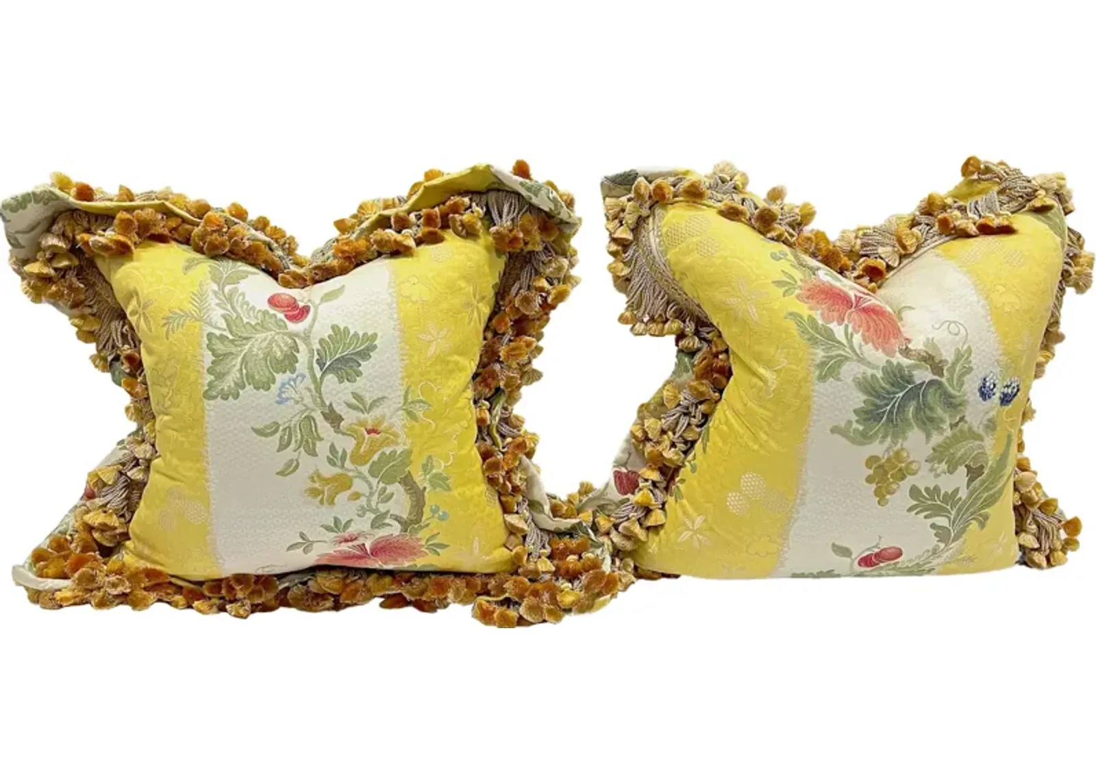 Floral Silk Fringed Pillows - PR - Vermilion Designs