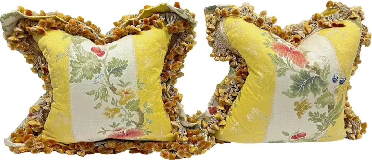 Floral Silk Fringed Pillows - PR - Vermilion Designs