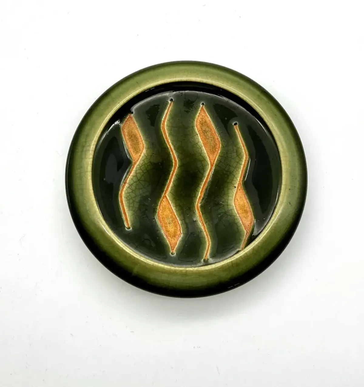 Mid-Century Modern Green Patterned Dish - Pilar Collection