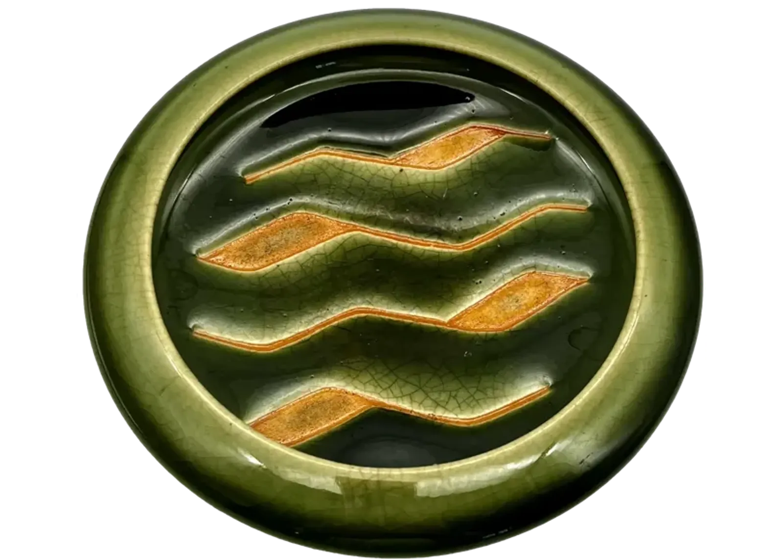 Mid-Century Modern Green Patterned Dish - Pilar Collection