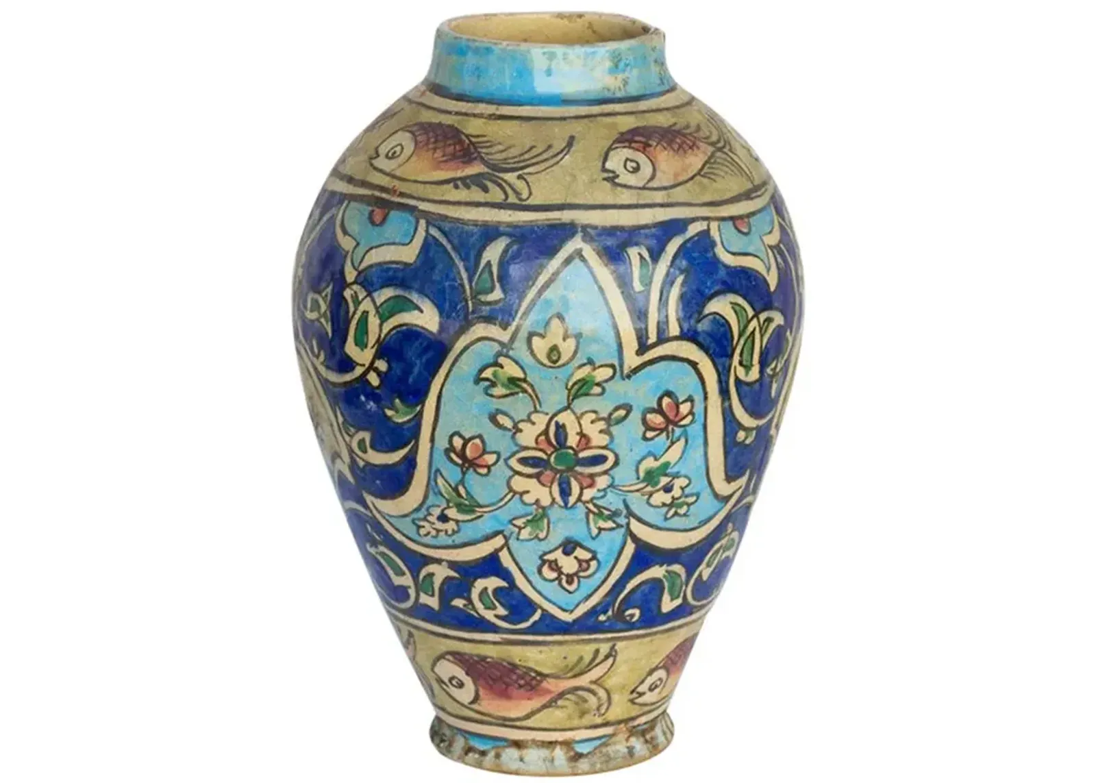 Beautiful Mughal Empire Painted Vase - de-cor - Blue