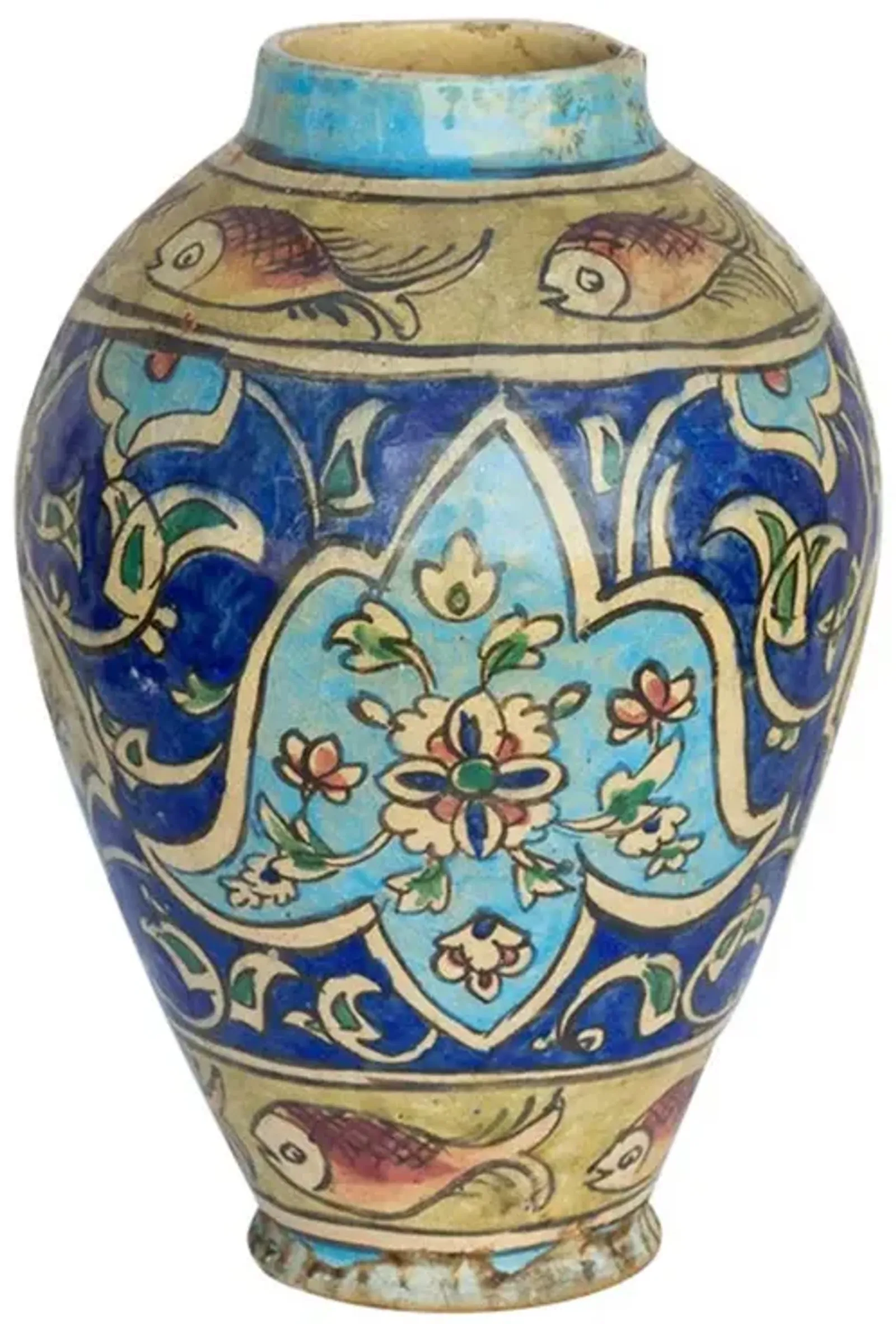 Beautiful Mughal Empire Painted Vase - de-cor - Blue