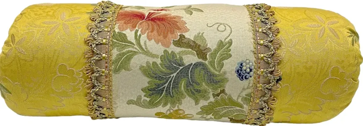 Floral Silk Bolster Pillows - PR - Vermilion Designs