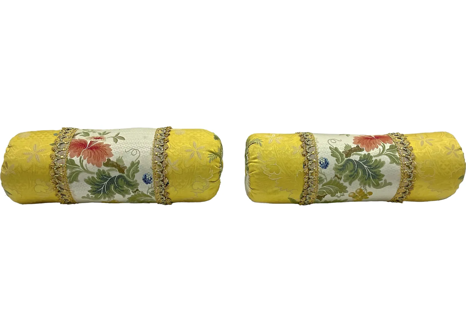 Floral Silk Bolster Pillows - PR - Vermilion Designs