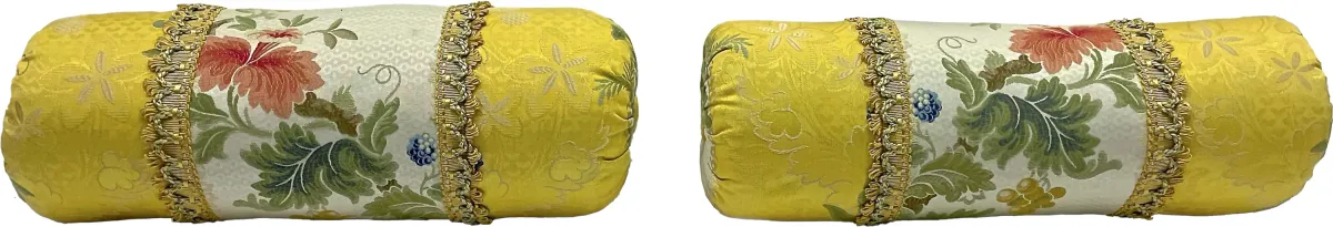 Floral Silk Bolster Pillows - PR - Vermilion Designs