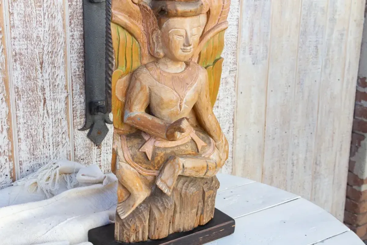 Antique Semi-Oxidized Deity Statue - de-cor - Brown