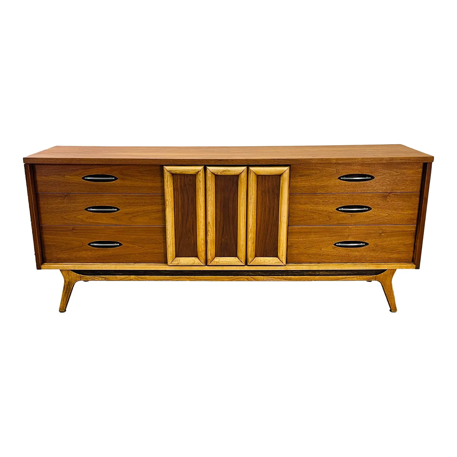 1960s Walnut Slide Front Low Dresser - 2-b-Modern - Brown