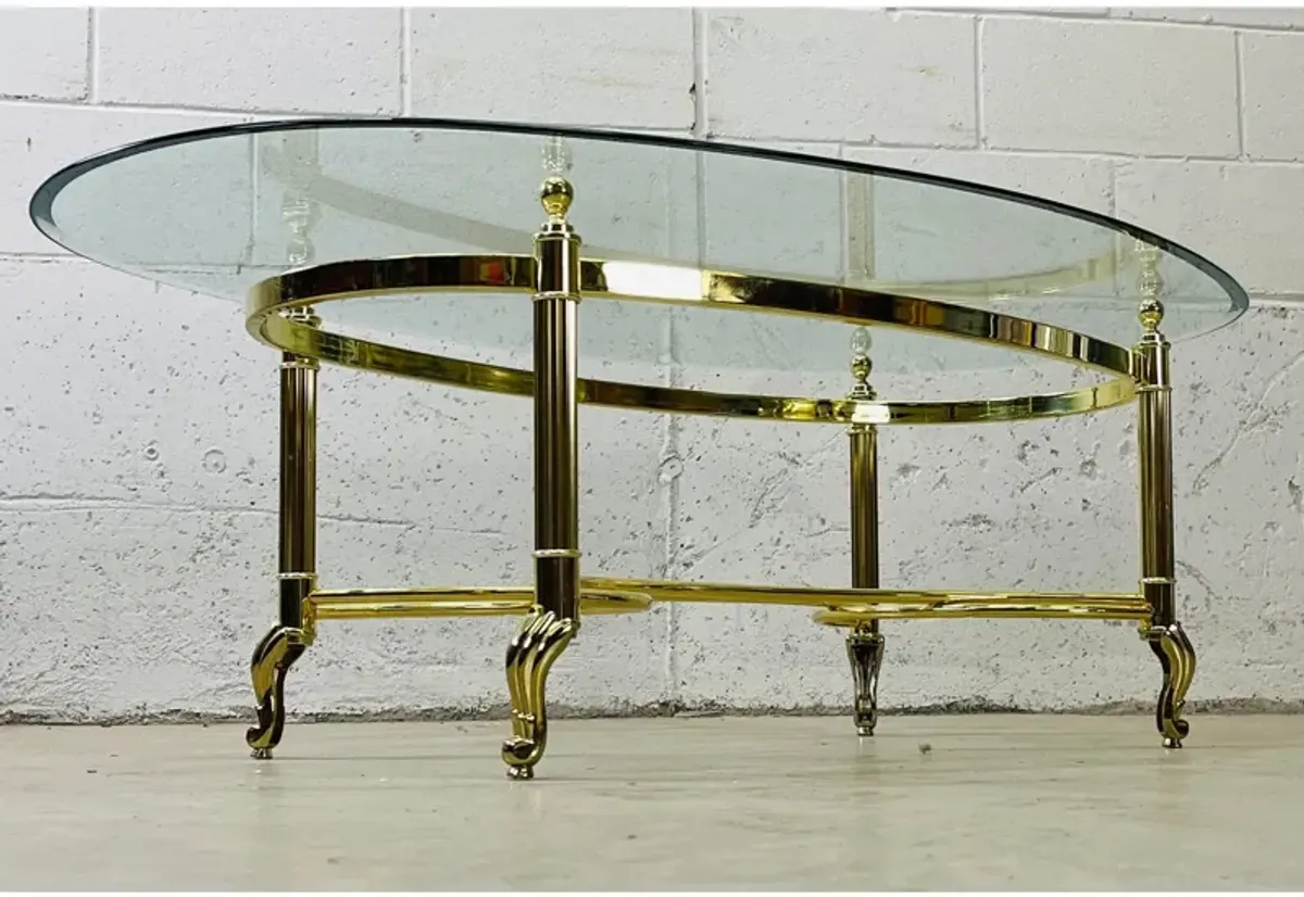 1960s Oval Glass Top Coffee Table - 2-b-Modern - Clear