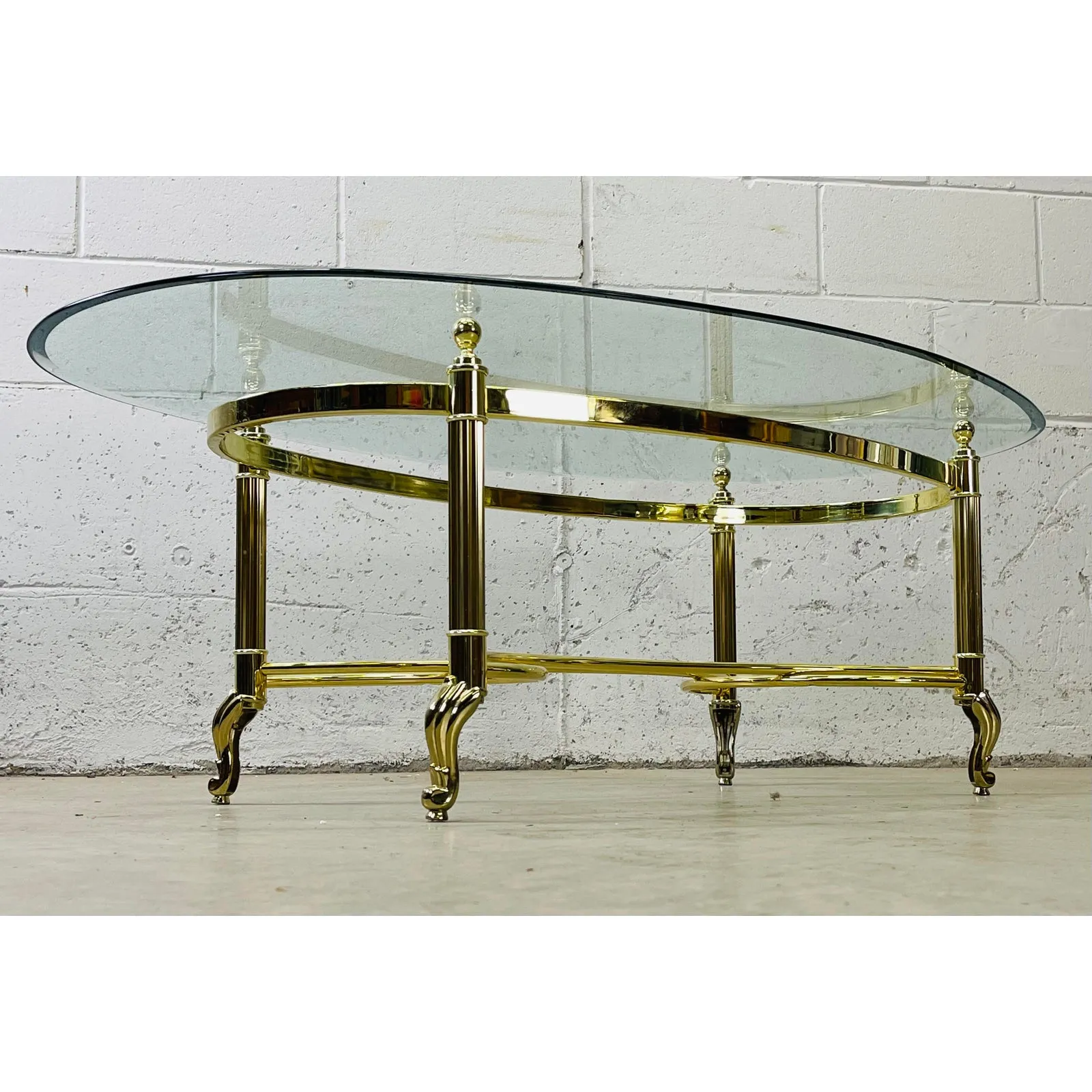 1960s Oval Glass Top Coffee Table - 2-b-Modern - Clear