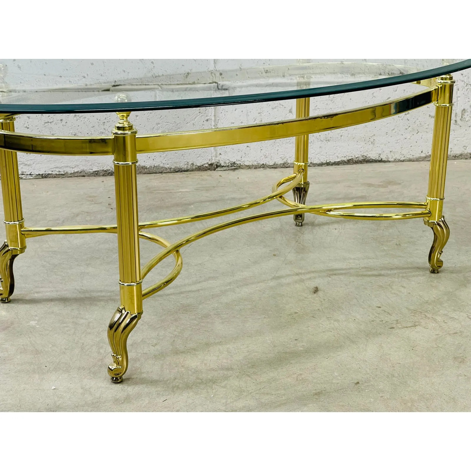 1960s Oval Glass Top Coffee Table - 2-b-Modern - Clear