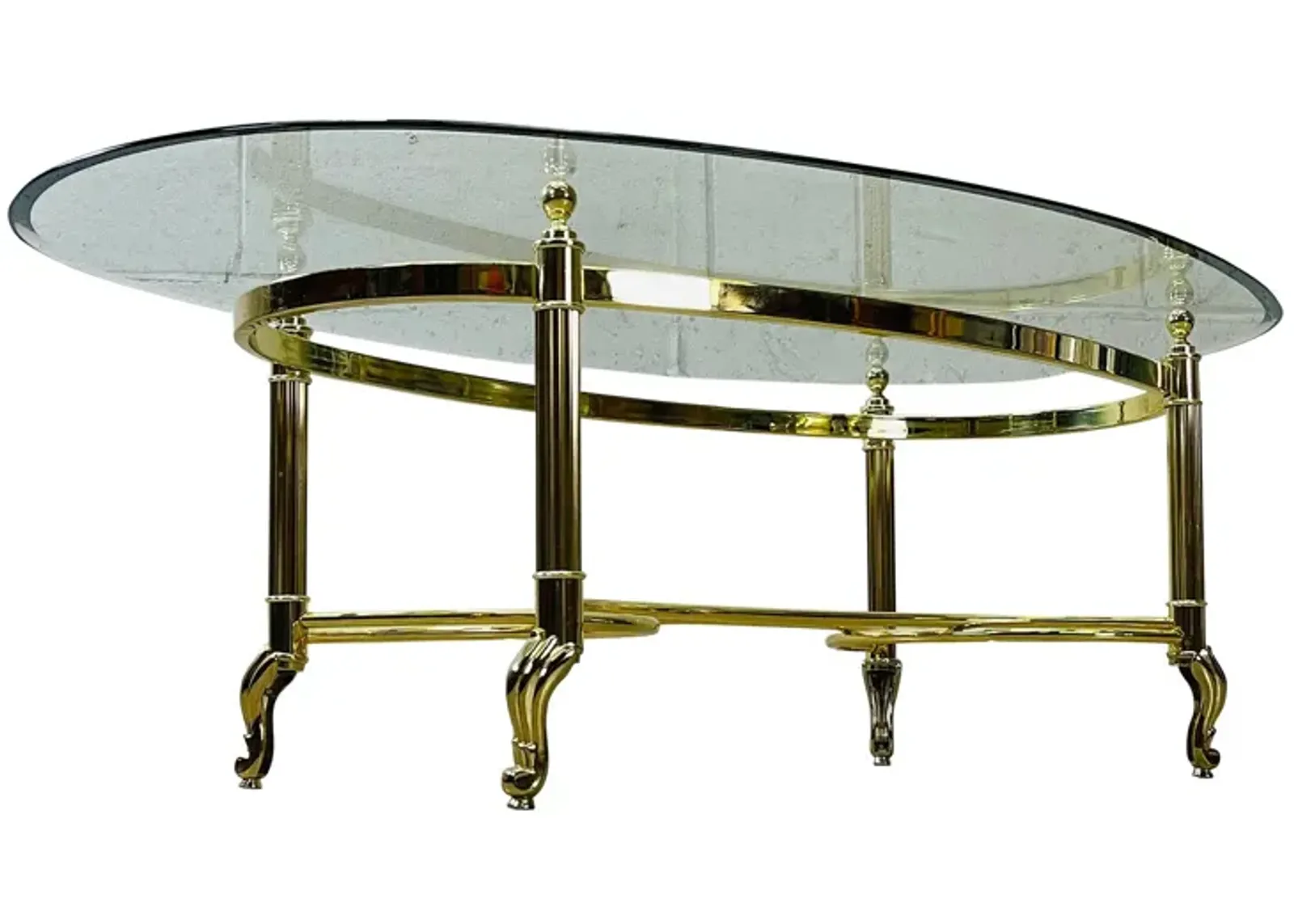 1960s Oval Glass Top Coffee Table - 2-b-Modern - Clear