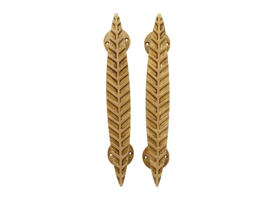 Simple Feather Brass Door Handles - Set of 2 - Interesting Things - Gold