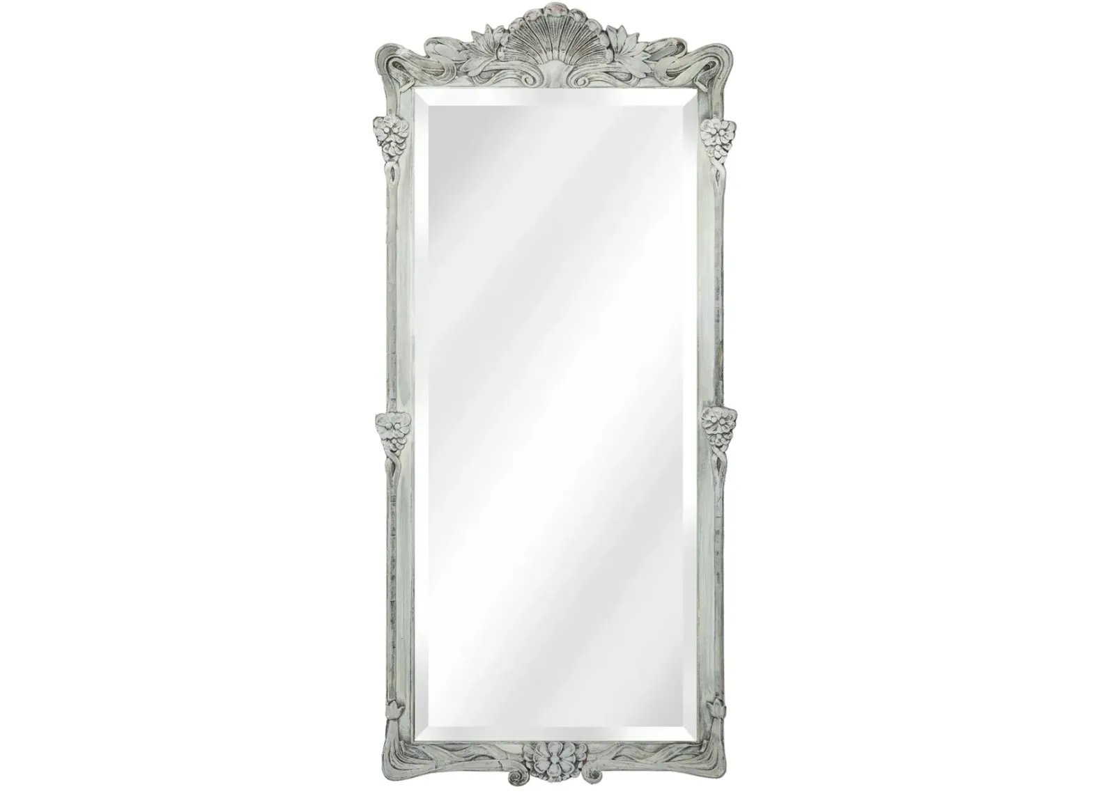 Slender Art Noveau Beveled Mirror - Fleur de Lex Antiques - Gray