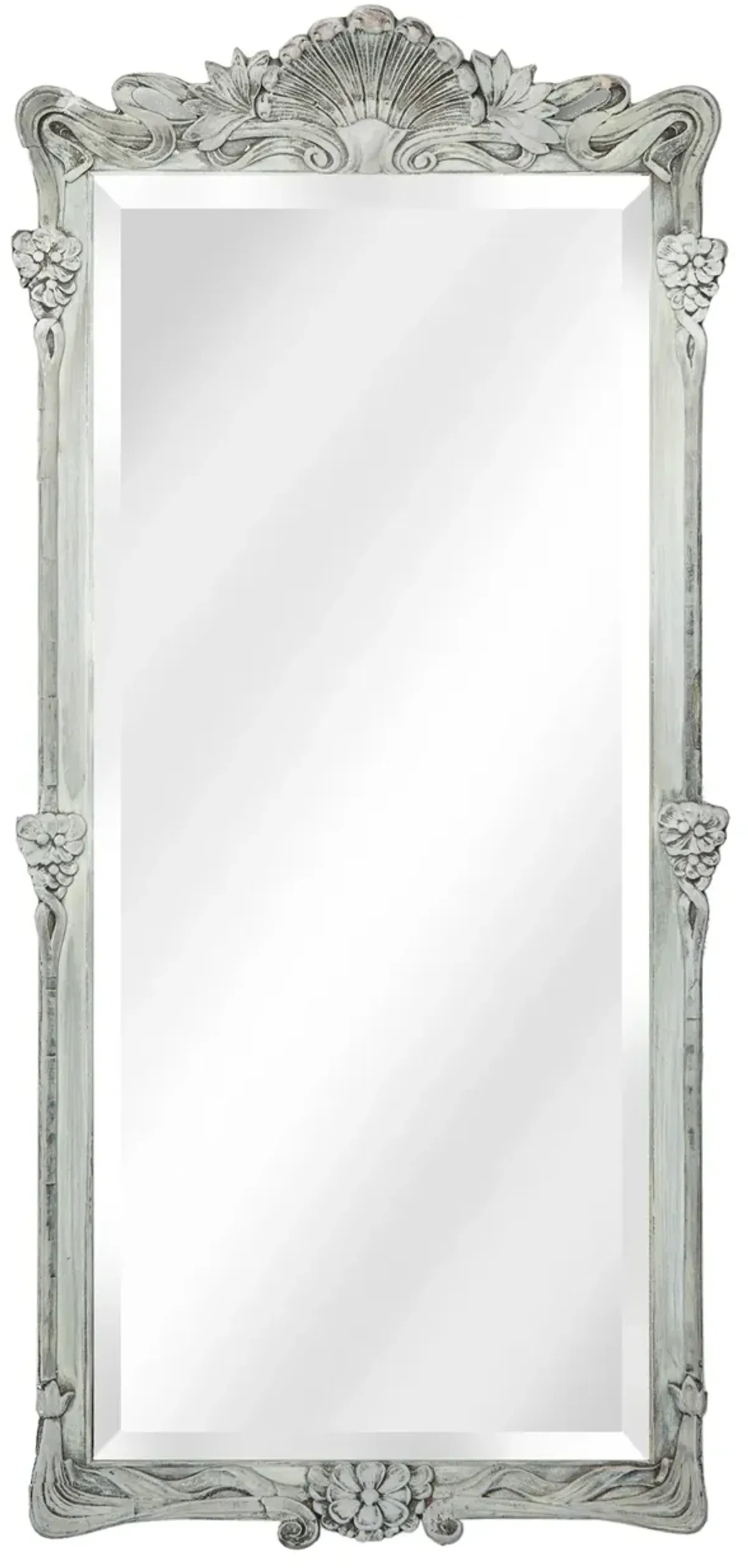 Slender Art Noveau Beveled Mirror - Fleur de Lex Antiques - Gray