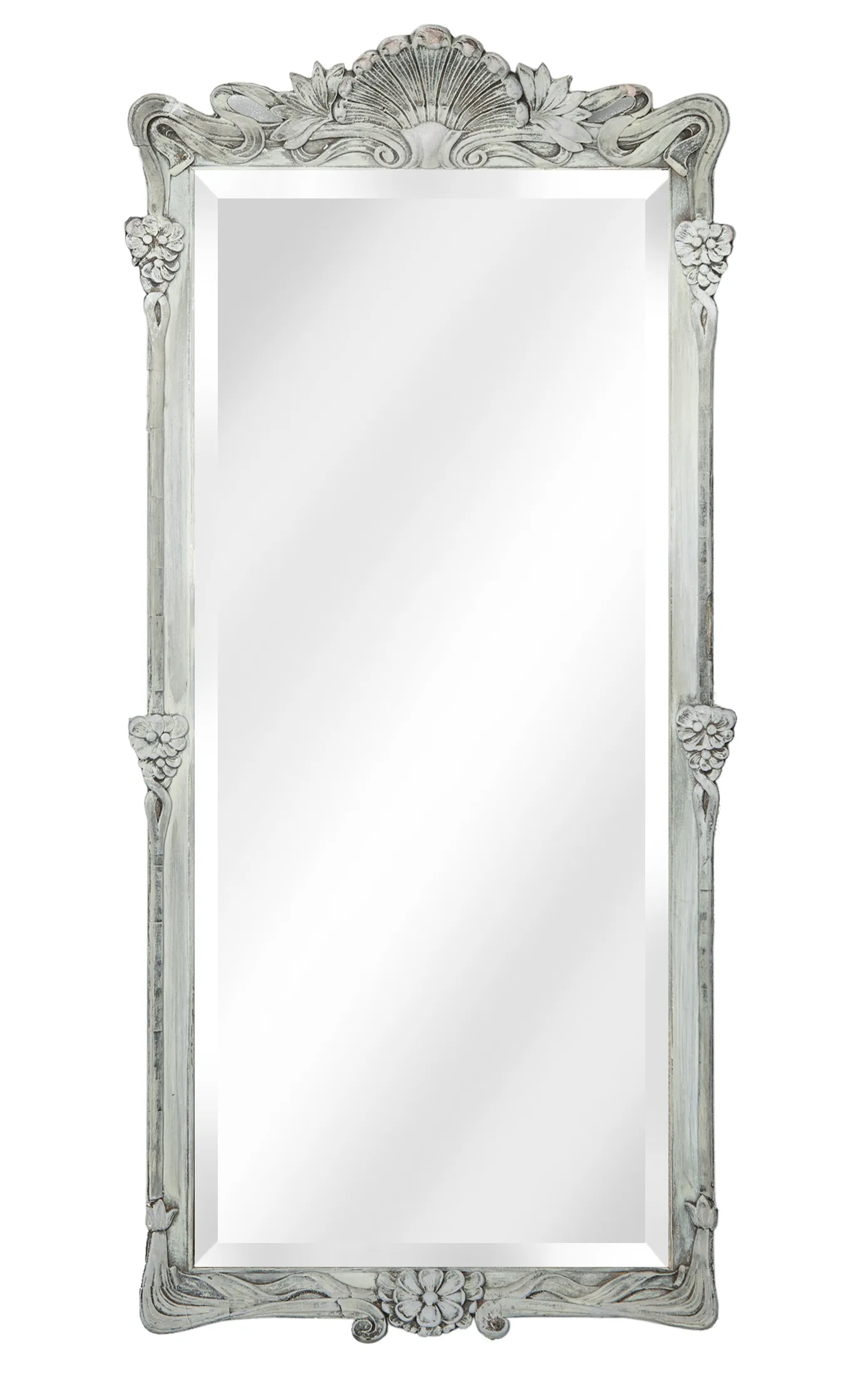 Slender Art Noveau Beveled Mirror - Fleur de Lex Antiques - Gray