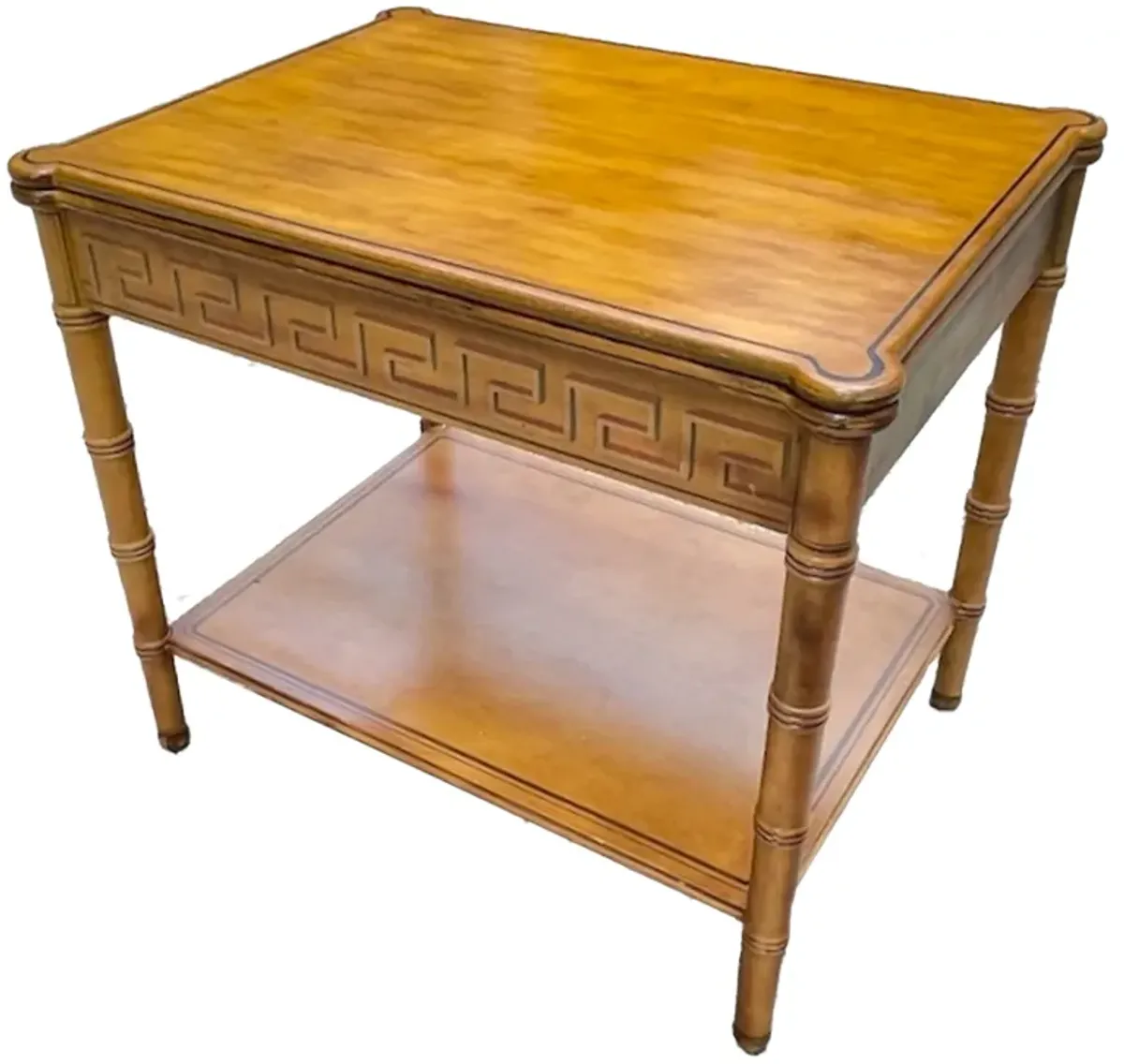 Greek Key Painted Side Table - Vermilion Designs - Brown