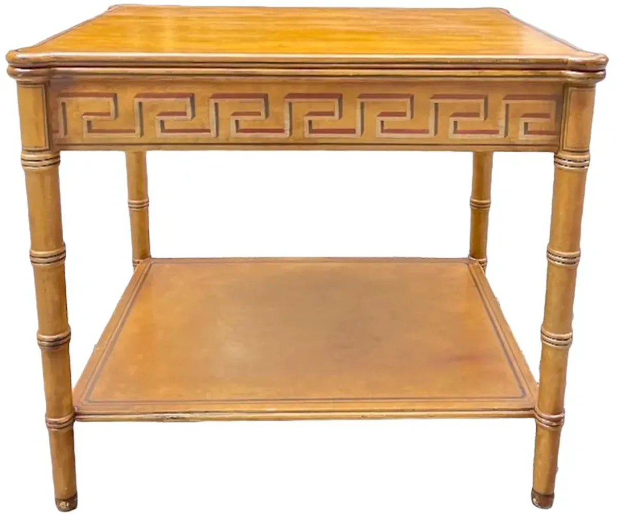 Greek Key Painted Side Table - Vermilion Designs - Brown