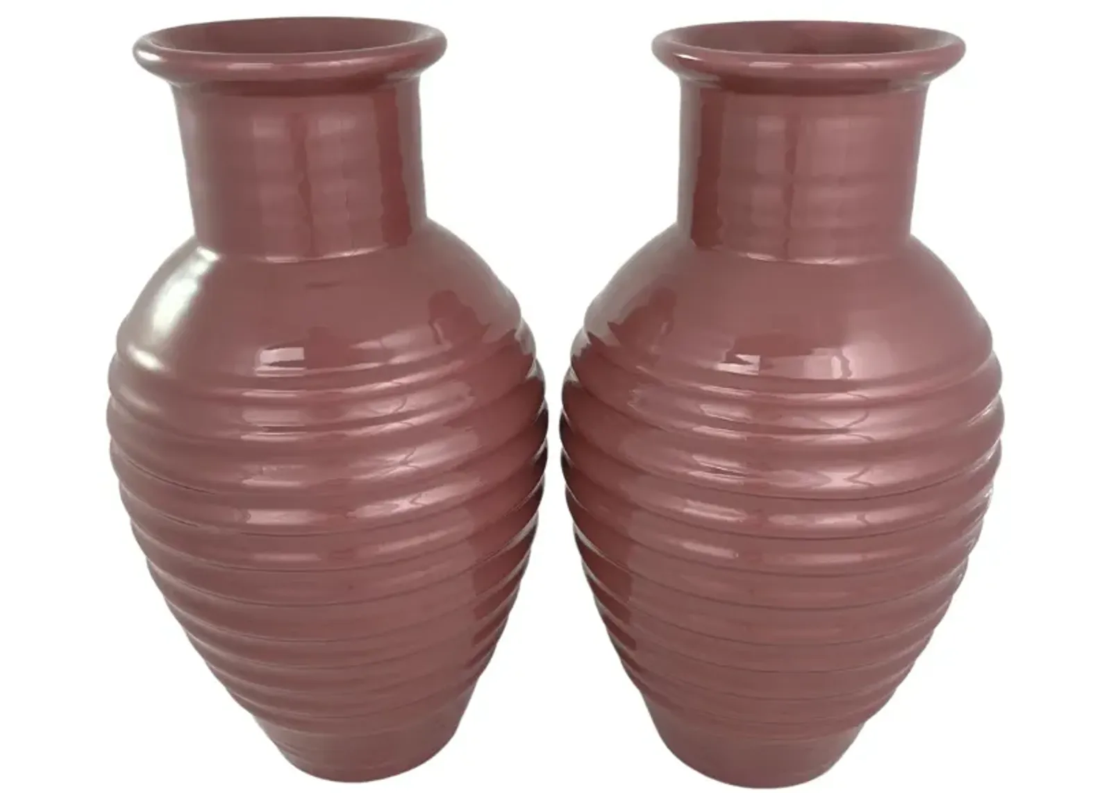 80s Modern Haeger Pottery Vases - Pr - G3Q Designs - Pink