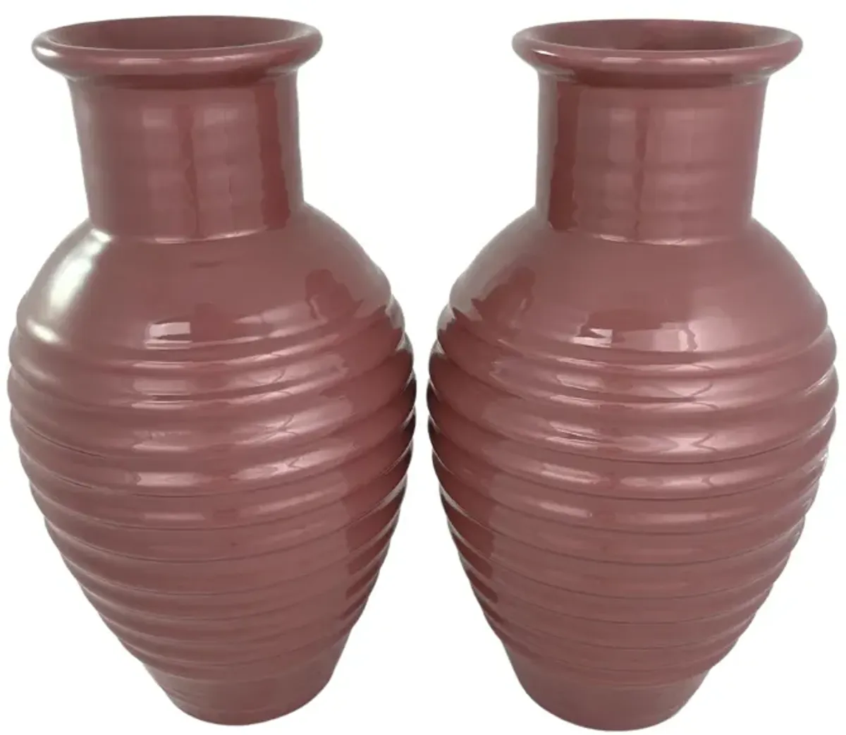 80s Modern Haeger Pottery Vases - Pr - G3Q Designs - Pink