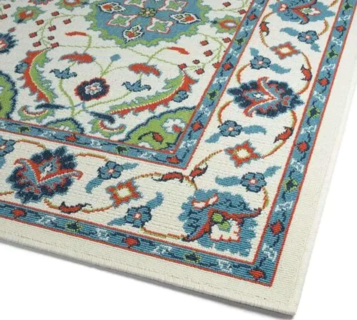 Shaili Outdoor Rug - Ivory/Blue - Ivory