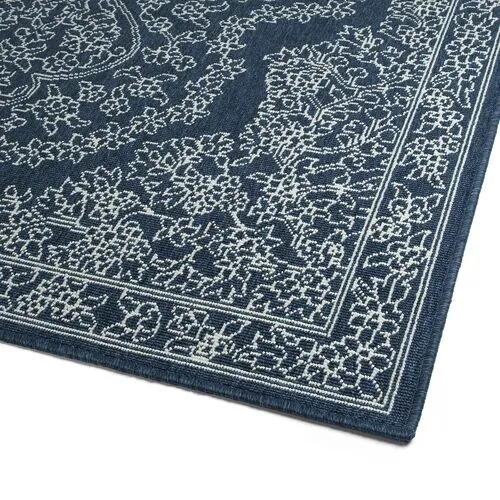 Shaili Outdoor Rug - Navy/Snow - Blue - Blue