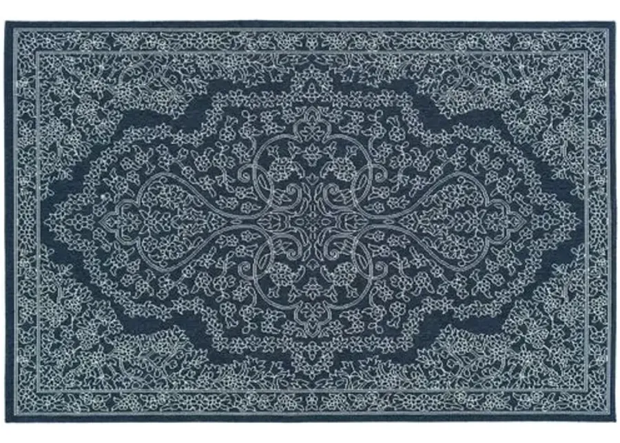 Shaili Outdoor Rug - Navy/Snow - Blue - Blue