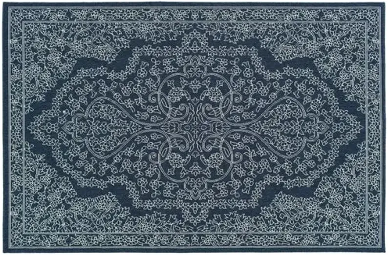 Shaili Outdoor Rug - Navy/Snow - Blue - Blue