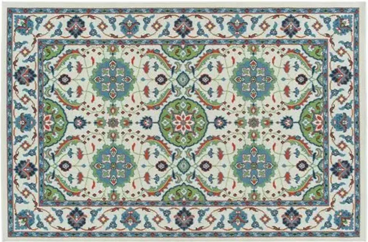 Shaili Outdoor Rug - Ivory/Blue - Ivory